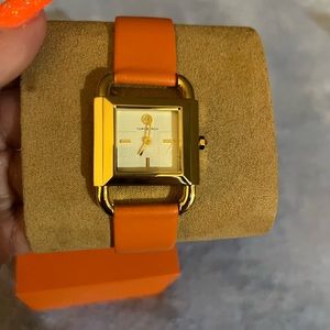 Tory Burch Orange Colored Watch with Japan Movement Strap. NWT